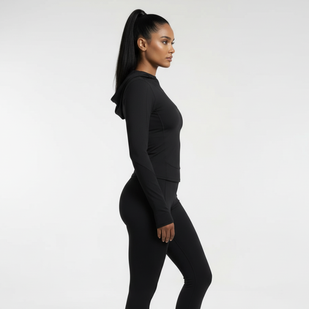 Chaqueta fitness mujer con capucha transpirable
