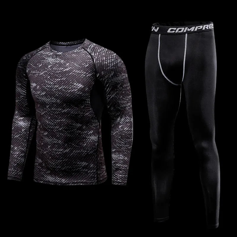 Conjunto compresión hombre UltraFlex camuflaje para entrenamiento
