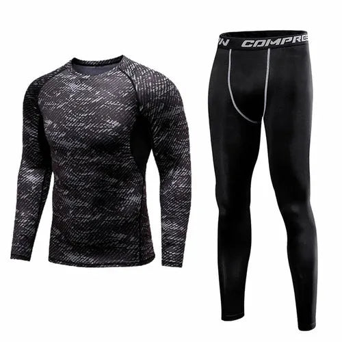 Conjunto compresión hombre UltraFlex camuflaje para entrenamiento
