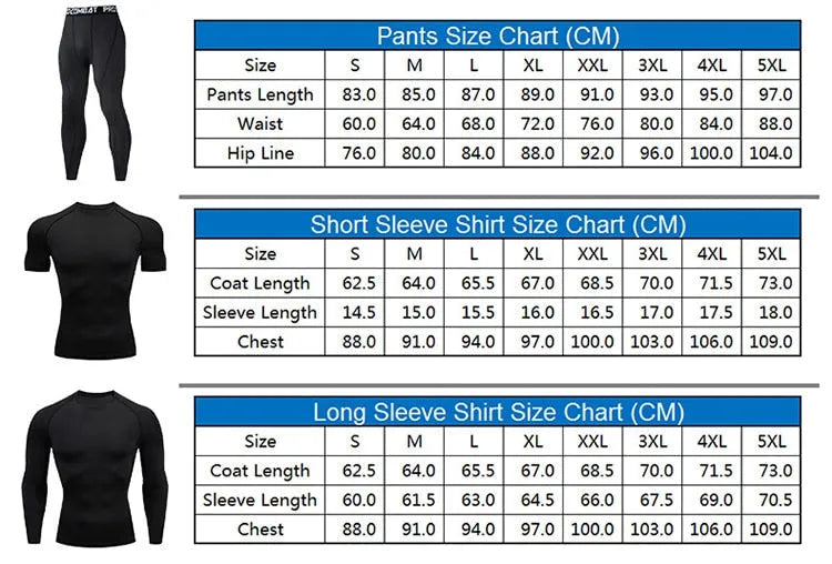 Conjunto compresión hombre colores y tallas