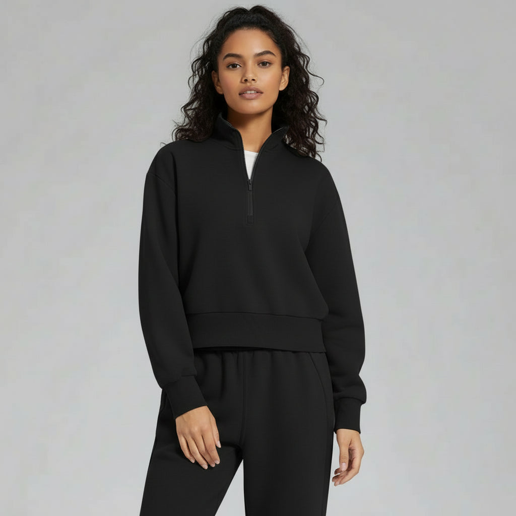 Sudadera gym mujer zipper cuello alto transpirable
