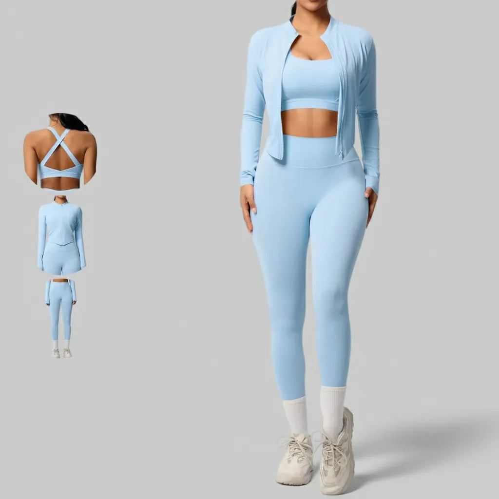 Set gym mujer 3 piezas diseño moderno
